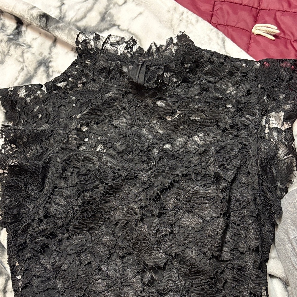 Elegant Black Lace Midi Dress